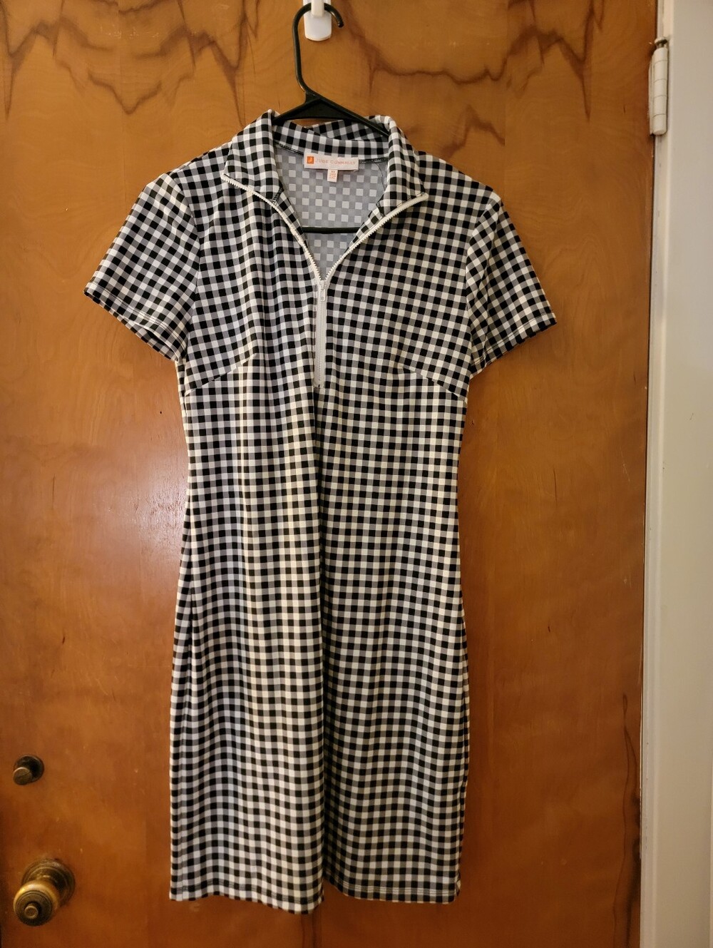 Jude Connally Alexia Dress XSmall Gingham Black & White Half Zip Jude Cloth